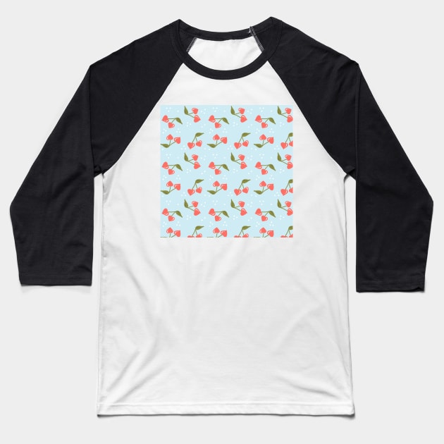 Love Summer Cherries Baseball T-Shirt by KathrinLegg